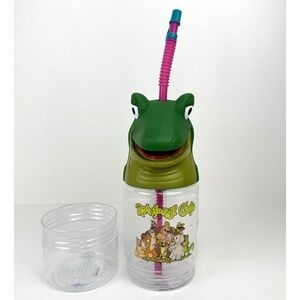 Rainforest Cafe Iguana Lizard 3D Souvenir Water Bottle Drink Snack Cup Straw
